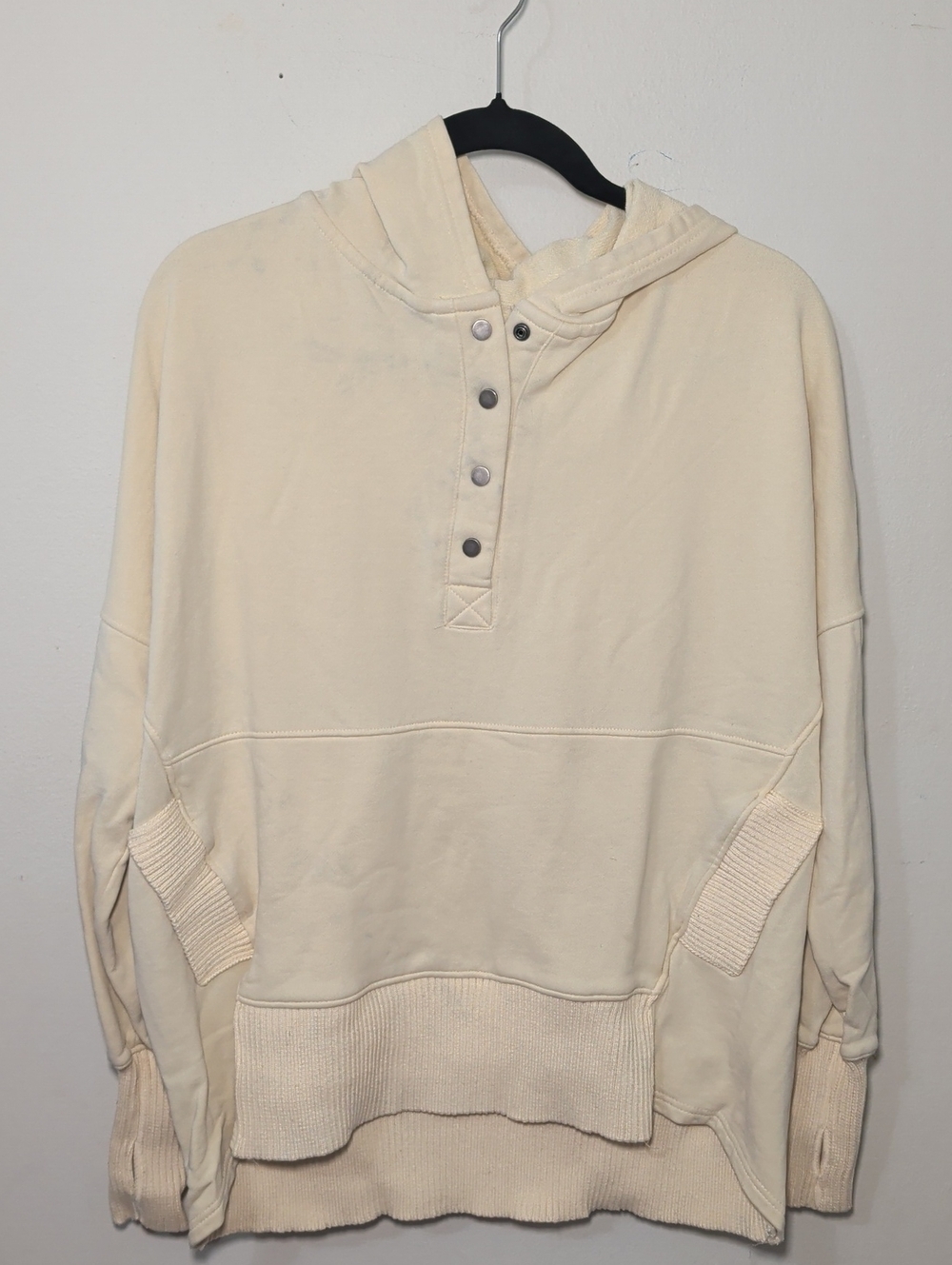 BUCKETLIST Washed French Terry Oversized Solid Hoodie Butter Yellow Women Size M